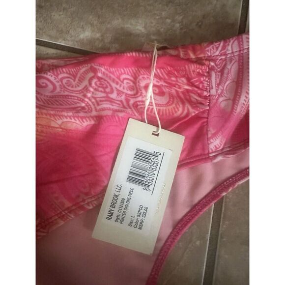 Ramy Brook Gigi Seashell Pink Cut Out Strapless Bandeau One Piece Swimsuit L - Picture 2 of 5